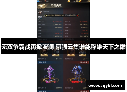 无双争霸战再掀波澜 豪强云集谁能称雄天下之巅 无双争霸战再掀波澜 豪强云集谁能称雄天下之巅