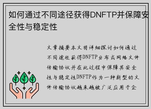 如何通过不同途径获得DNFTP并保障安全性与稳定性